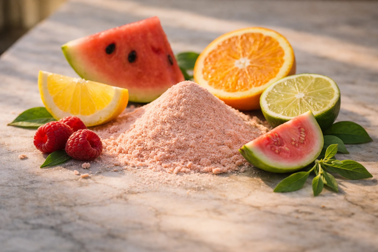 Natural fruit flavors in pink salt