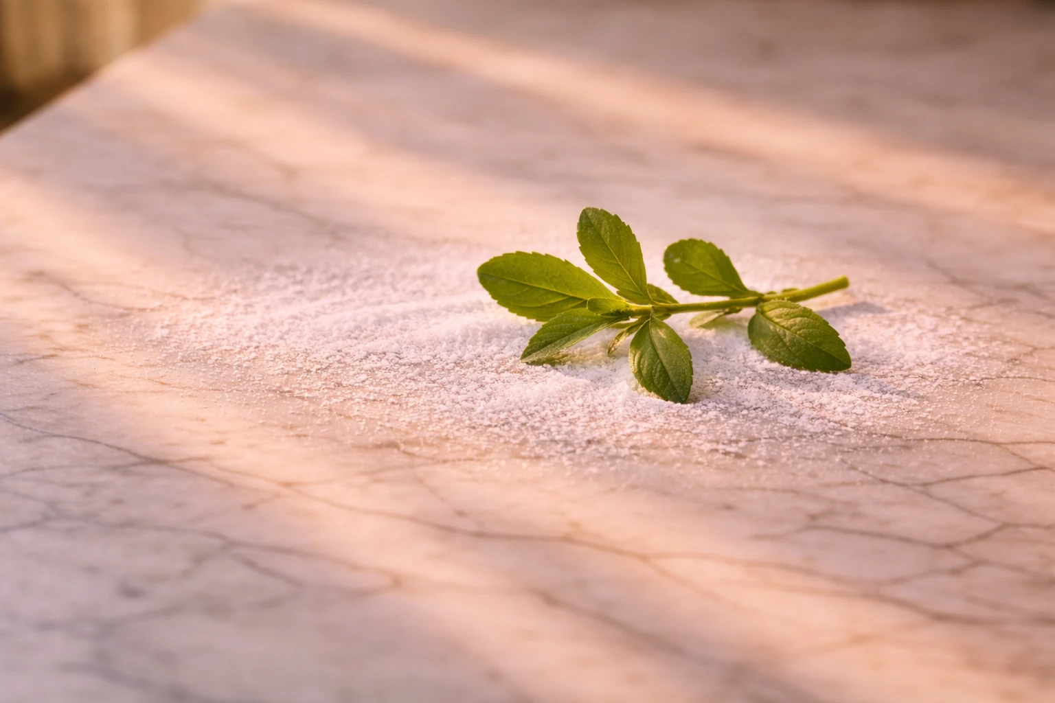 Stevia sprig representing natural sweetener