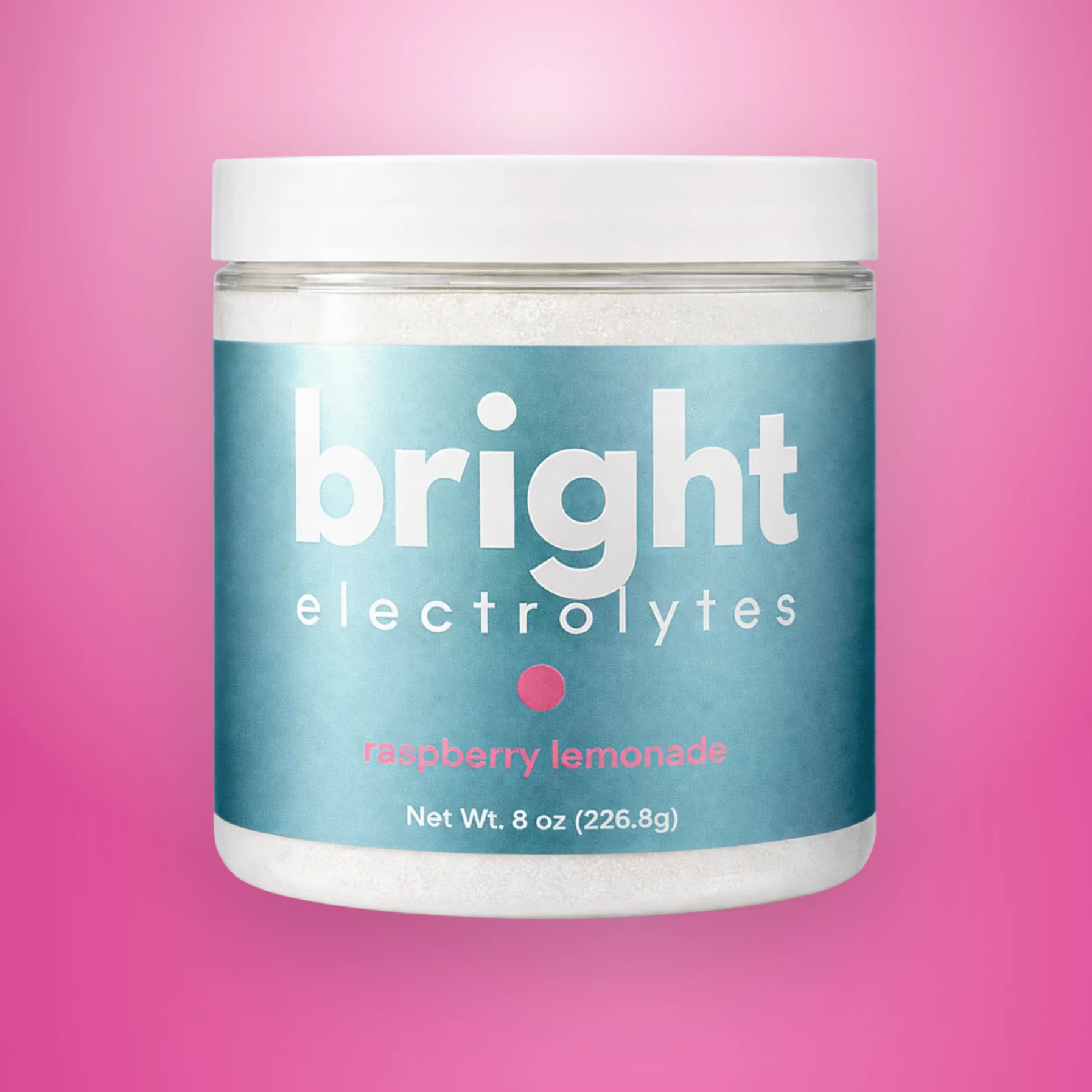 Bright Electrolytes Raspberry Lemonade electrolyte powder jar